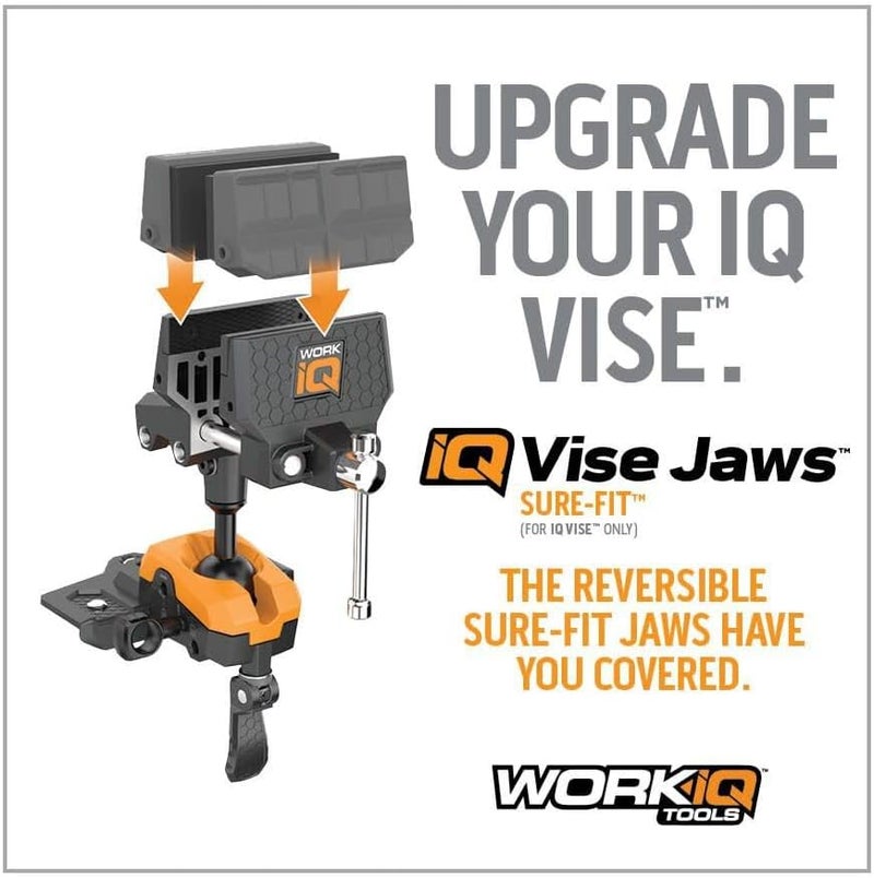 WORK IQ TOOLS Sure-Fit Vise Jaws | Upgraded Jaws for Odd-Shaped Parts and Flat or Delicate Items | Reversible Bench Vise Jaws for Secure Grip | Compatible with IQ Vise - Image 4